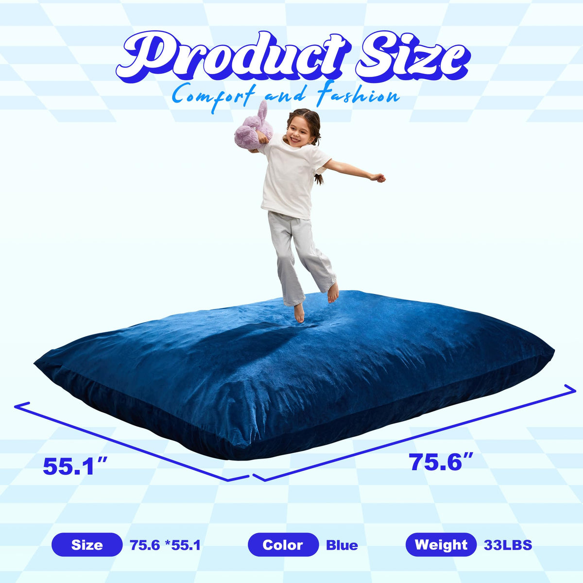 Hobestluk Adult Bean Bag Chair 3 in 1 Convertible Large Bean Bag Sofa