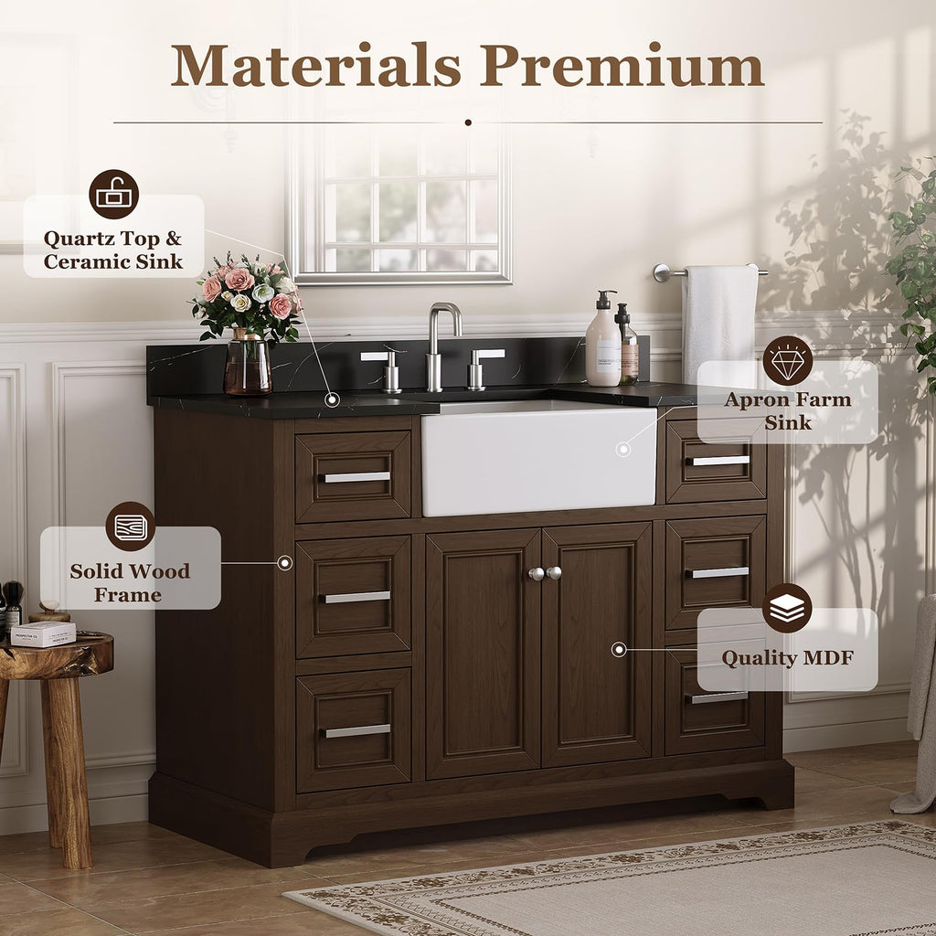 48 Inch Bathroom Vanity with Sink, Fully Assembled, Green