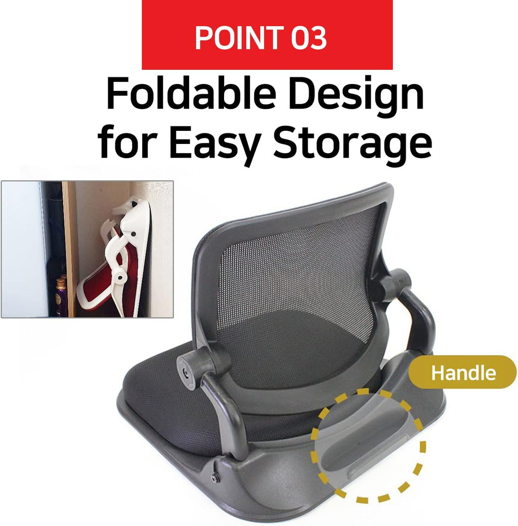 Patented Floor Chair with Back Support - Foldable Orthopedic Floor Chair for Adults/Children - Japanese Legless Seat for Meditation, TV, Pelvic Adjustment - Recliner with Back Support (Black)