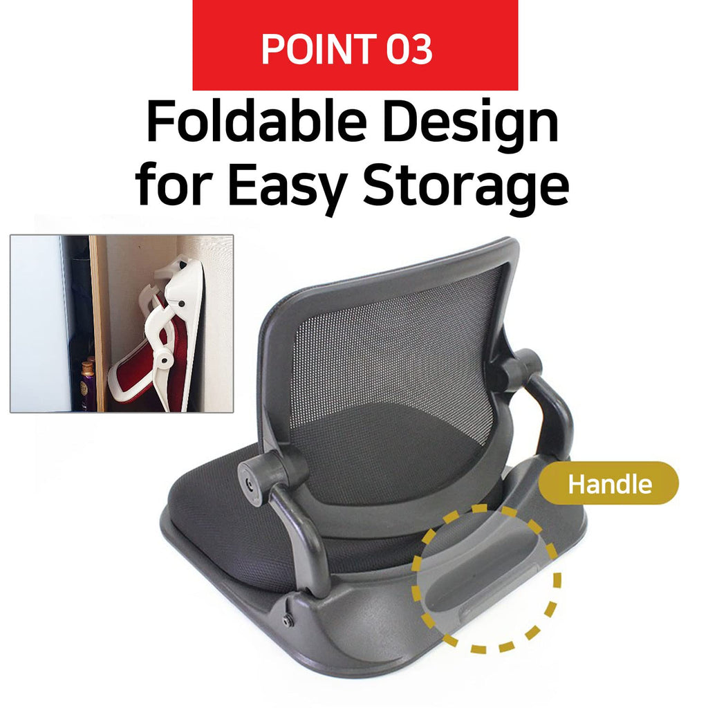 Patented Floor Chair with Back Support - Foldable Orthopedic Floor Chair for Adults/Children - Japanese Legless Seat for Meditation, TV, Pelvic Adjustment - Recliner with Back Support (Black)