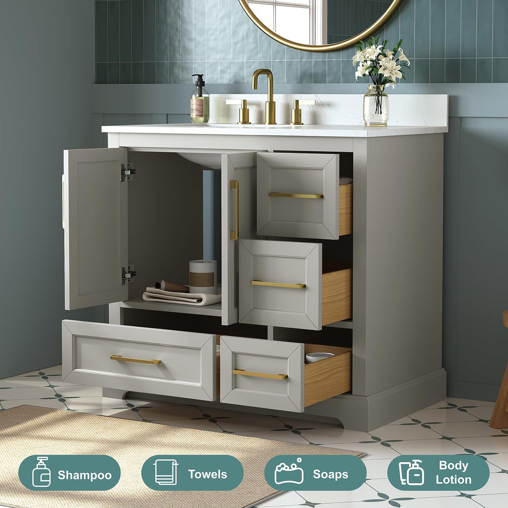 60 Inch Bathroom Vanity with Double Sink Combo, Greige