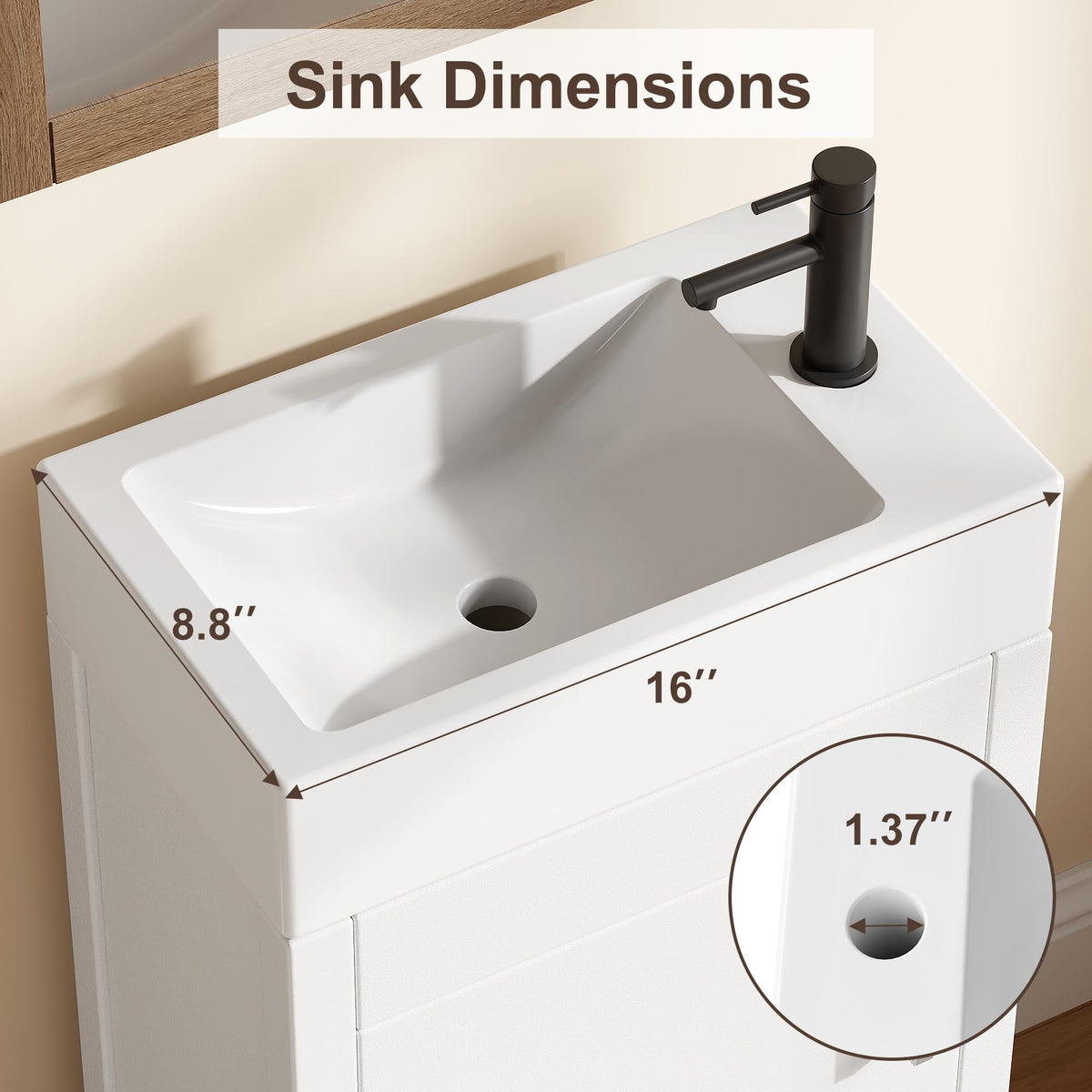 Garvee 24" Bathroom Vanity with Sink, Freestanding Bathroom Cabinet