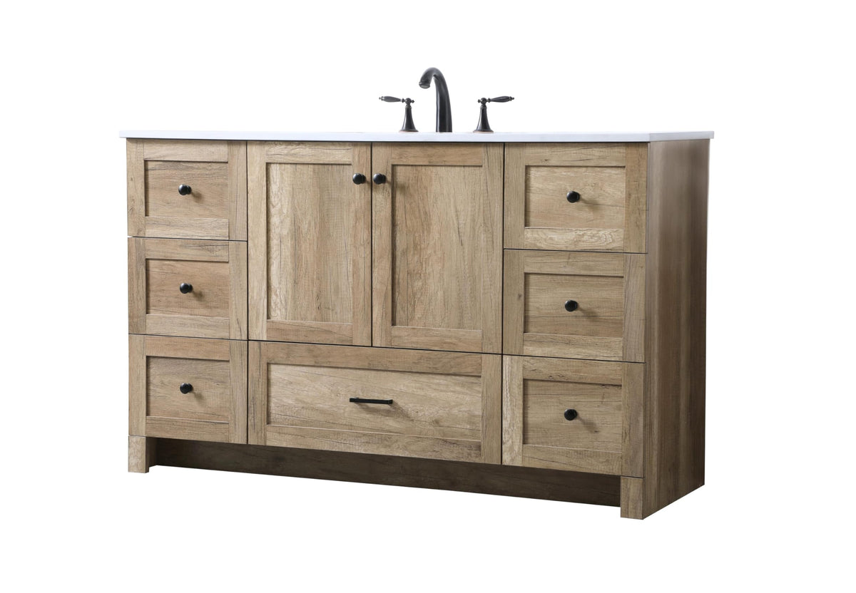 18" Pre-Assembled Bathroom Vanity with Sink, Engineered Wood, Ivory White Engineered Marble Countertop Included, Single Oval Porcelain Sink, 1 Soft-Close Drawers, Expresso