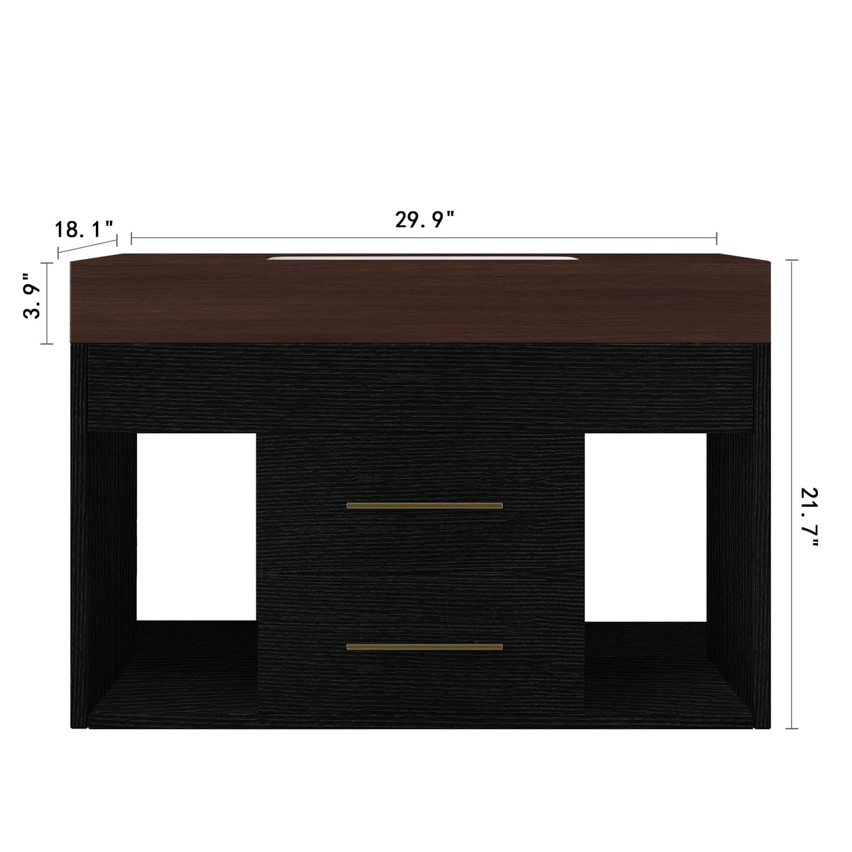 Glintee 40" Floating Bathroom Vanity & Sintered Stone Top, Black