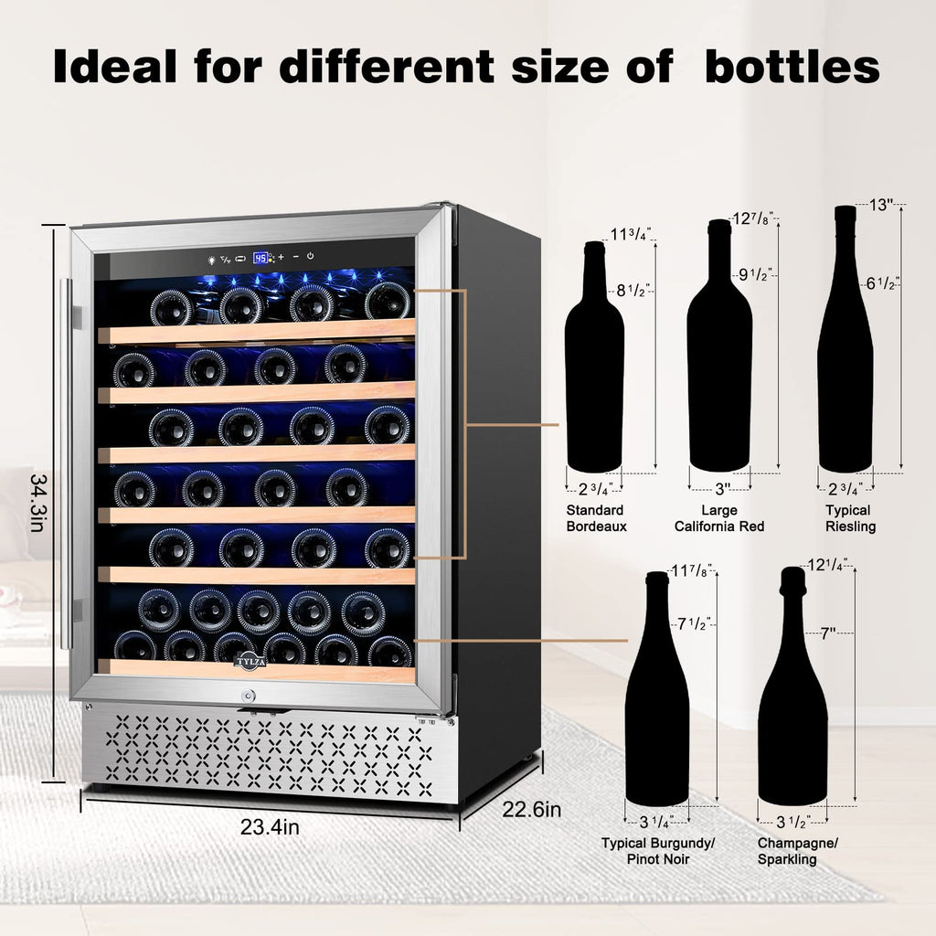 Tylza 24" Dual Zone Wine and Beverage Cooler Quiet Compressor