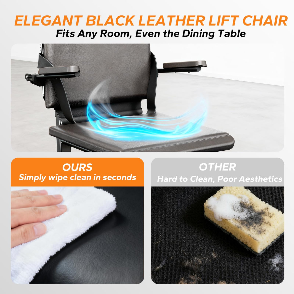 Steel Electric Floor Lift Chair with Wheels and PU Cushion, Floor Lift for Elderly, 440 LBS Capacity, Seat Belts and Handrails, Suitable for Home Use