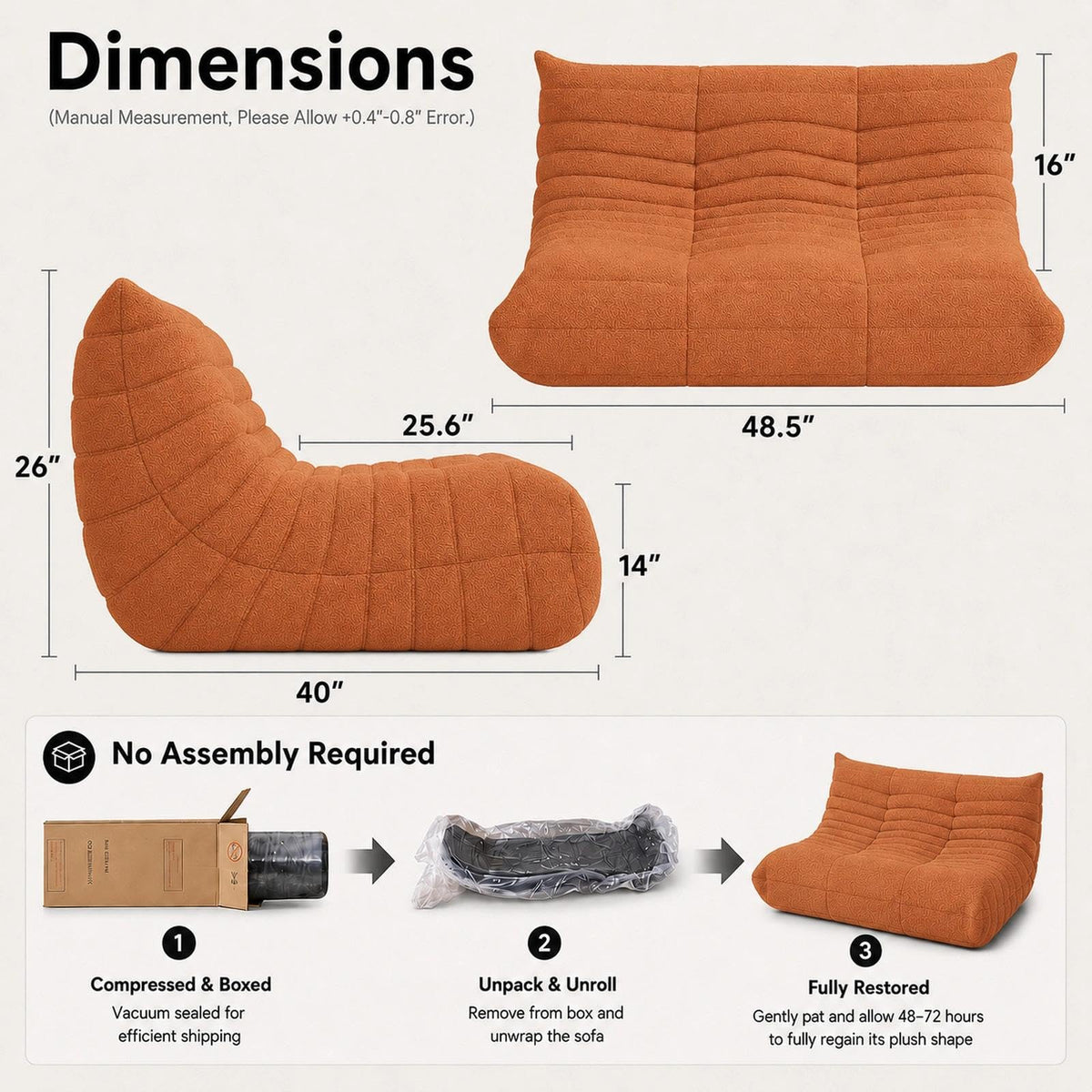 WHGBJA Giant Bean Bag Chair for Adults, Comfy Beanbag with Memory Foam