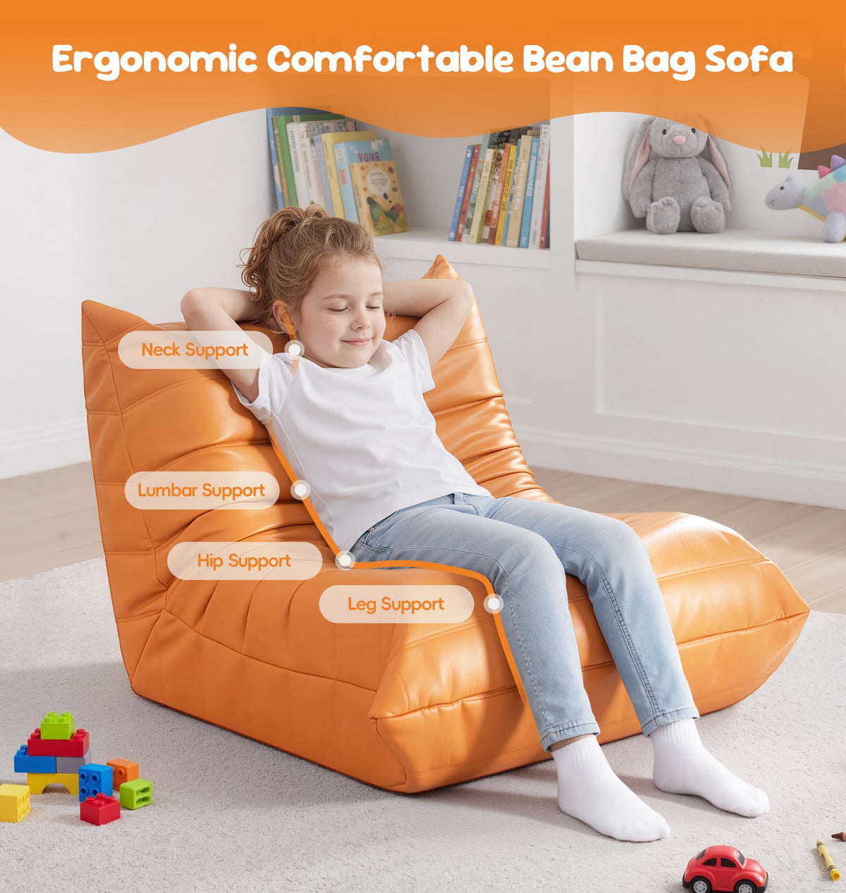 Hobestluk Bean Bag Chair Adult Leather Togo Chair Memory Foam Living Room