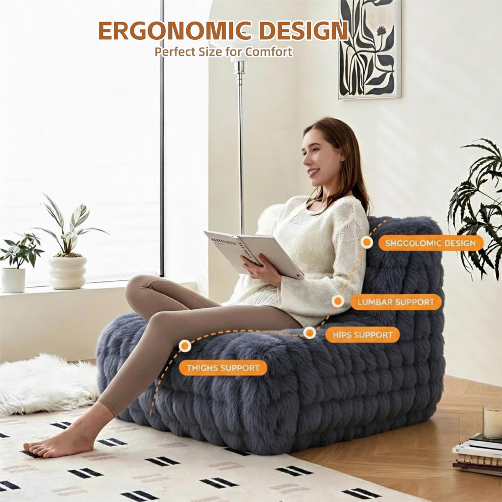 Memory Foam Bean Bag Chair, Gray