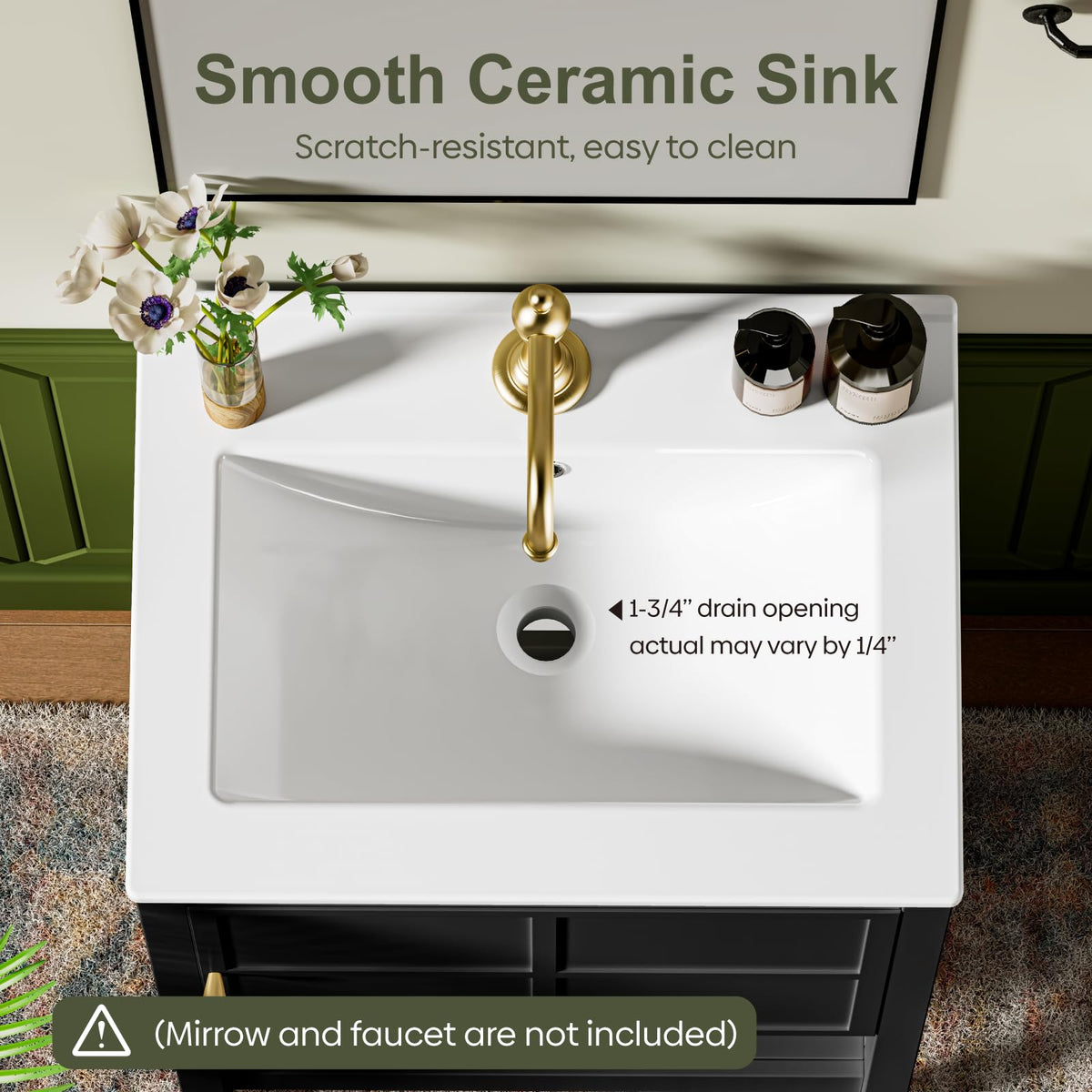 30" Bathroom Vanity with Sink, Sliding Barn Door & 3 Drawers