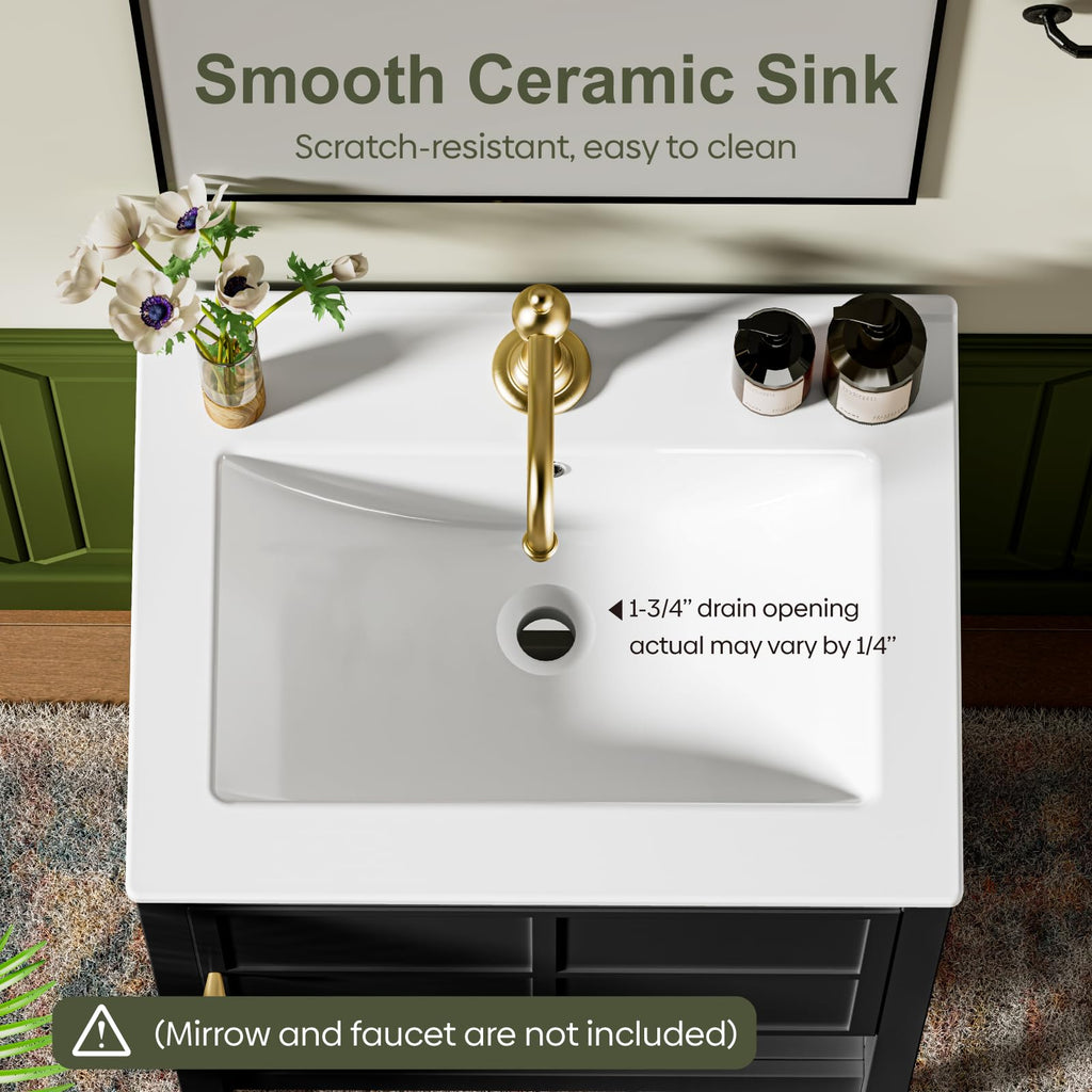 30" Bathroom Vanity with Sink, Sliding Barn Door & 3 Drawers