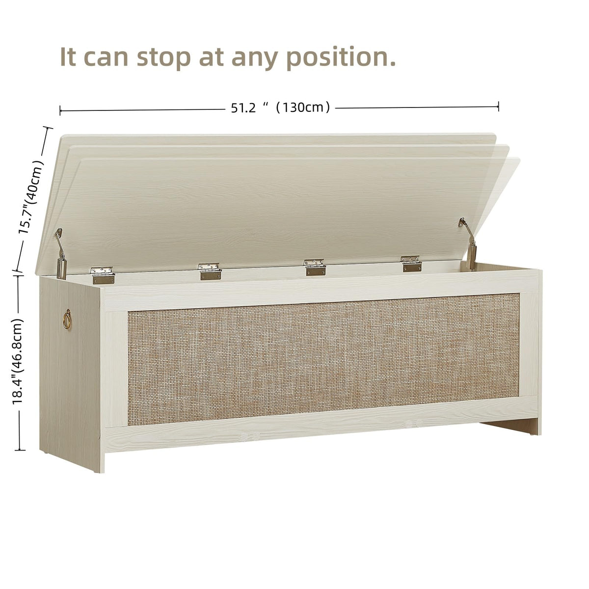 51.2" Storage Chest Extra Large, Rattan Storage Bench,(Cherry Brown