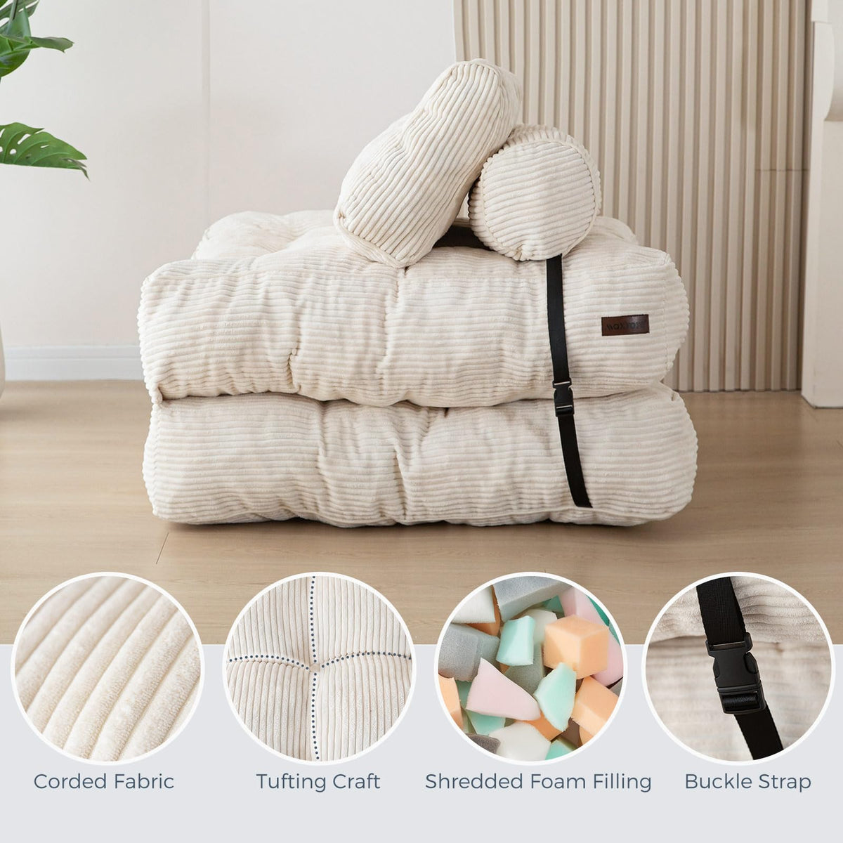MAXYOYO Folding Sofa Bed, Convertible Chair Bed with Pillow