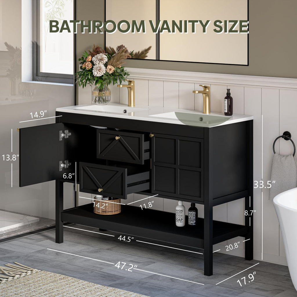 30" Bathroom Vanity with Sink, Modern Bathroom Cabinet, White