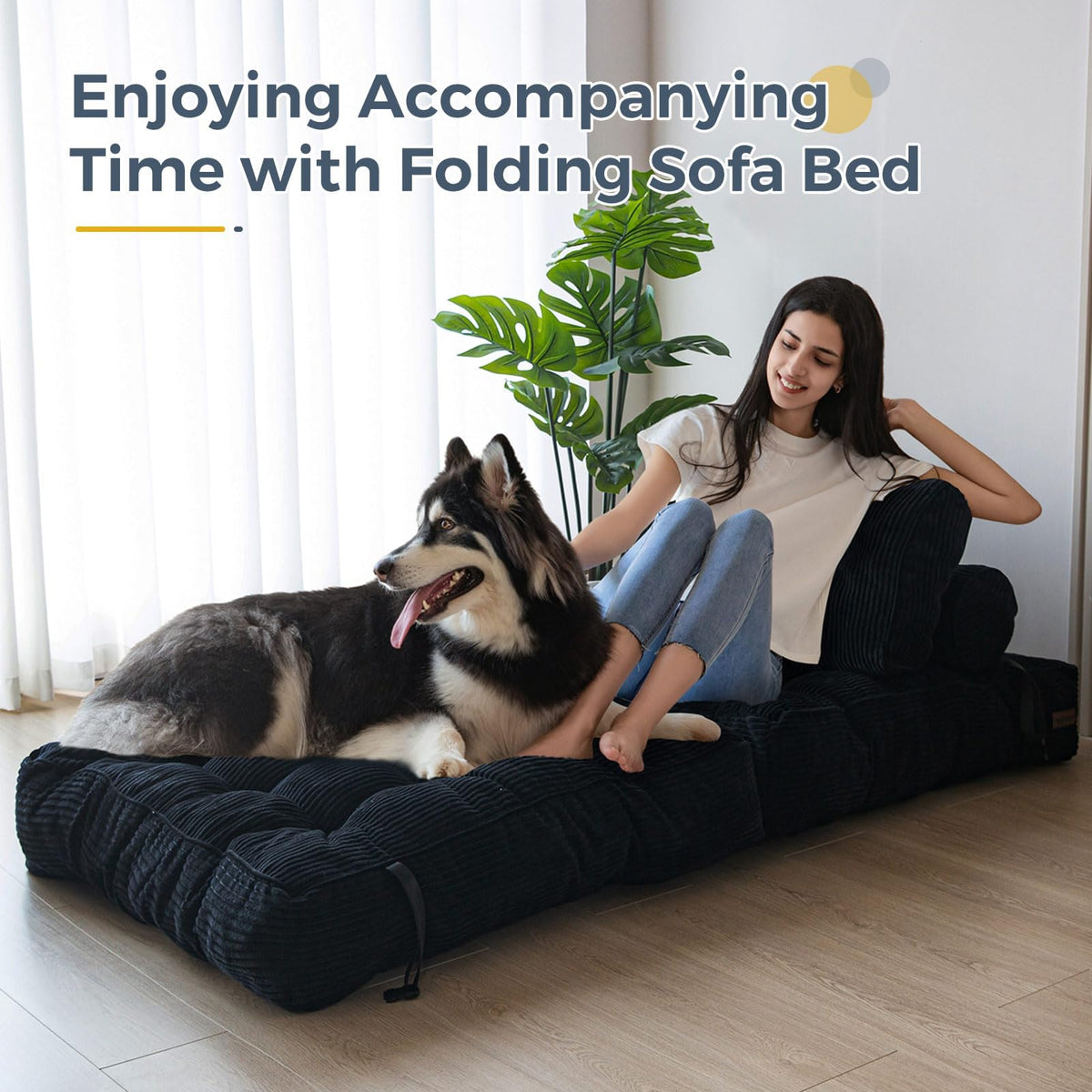 MAXYOYO Folding Sofa Bed, Convertible Chair Bed with Pillow