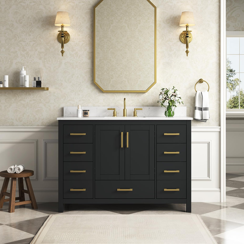36 Inch Modern Bathroom Vanity with Sink, Black