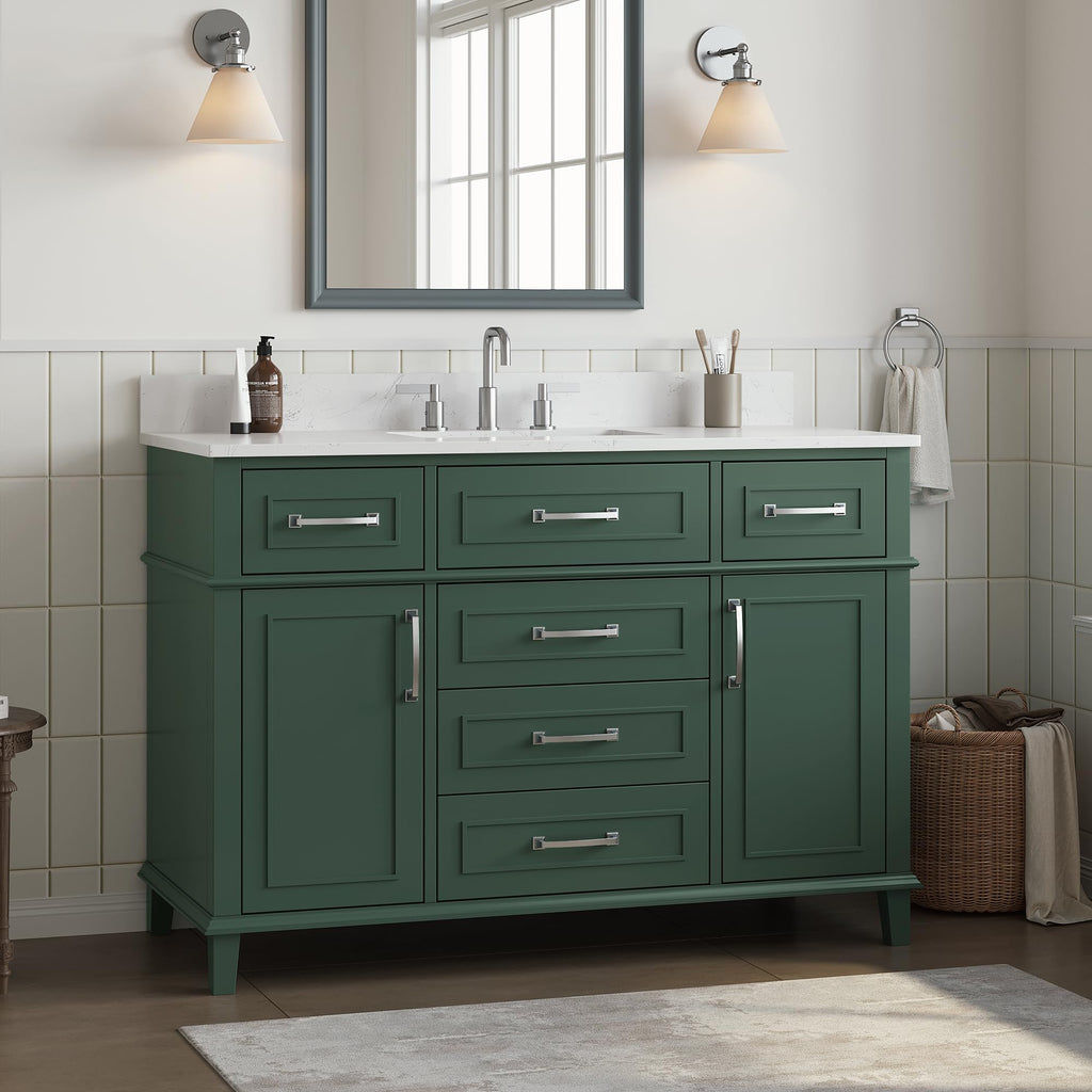 42 Inch Bathroom Vanity with Sink, Pre Assembled, White