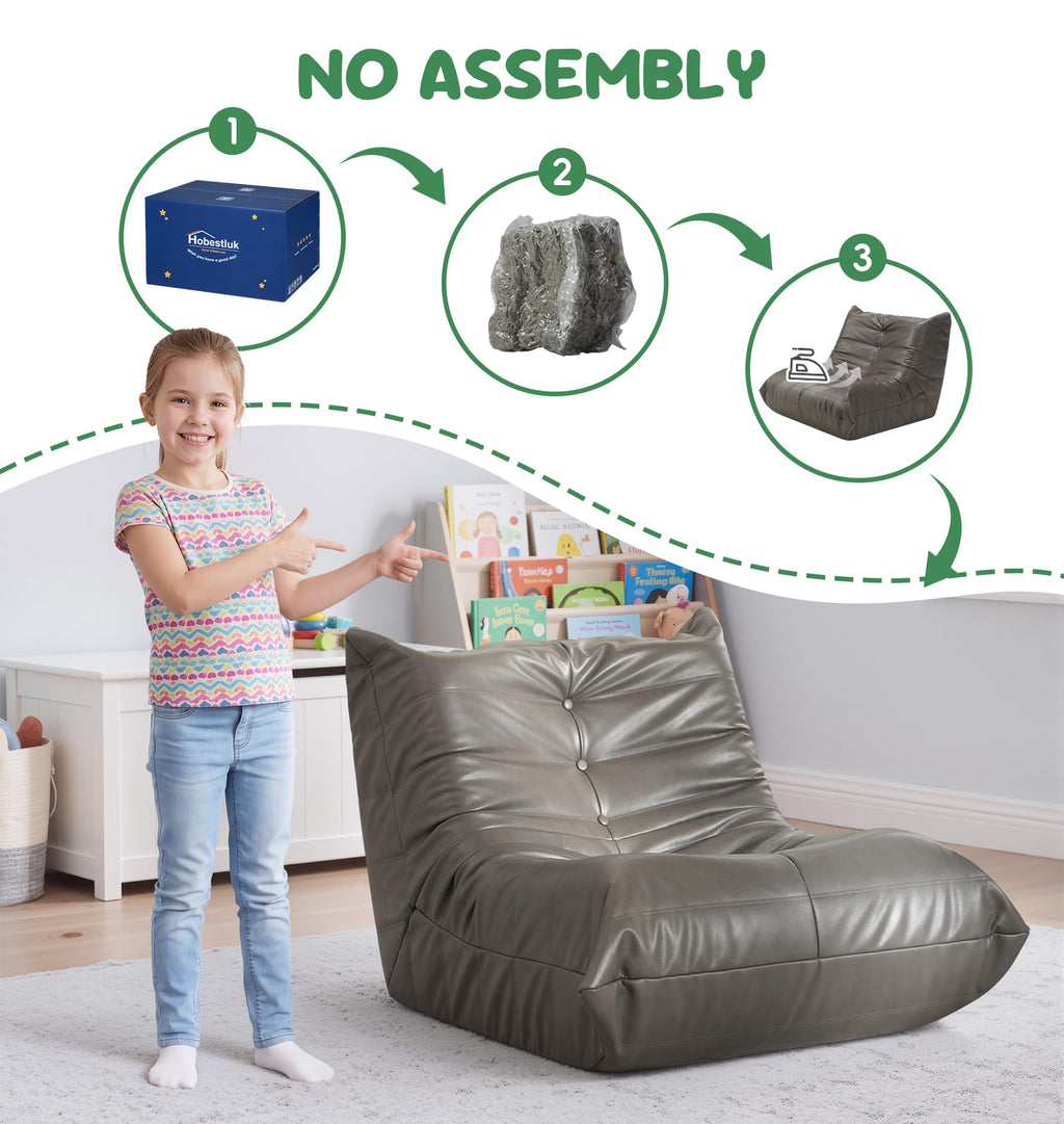 Hobestluk Bean Bag Chair Adult Leather Togo Chair Memory Foam Living Room