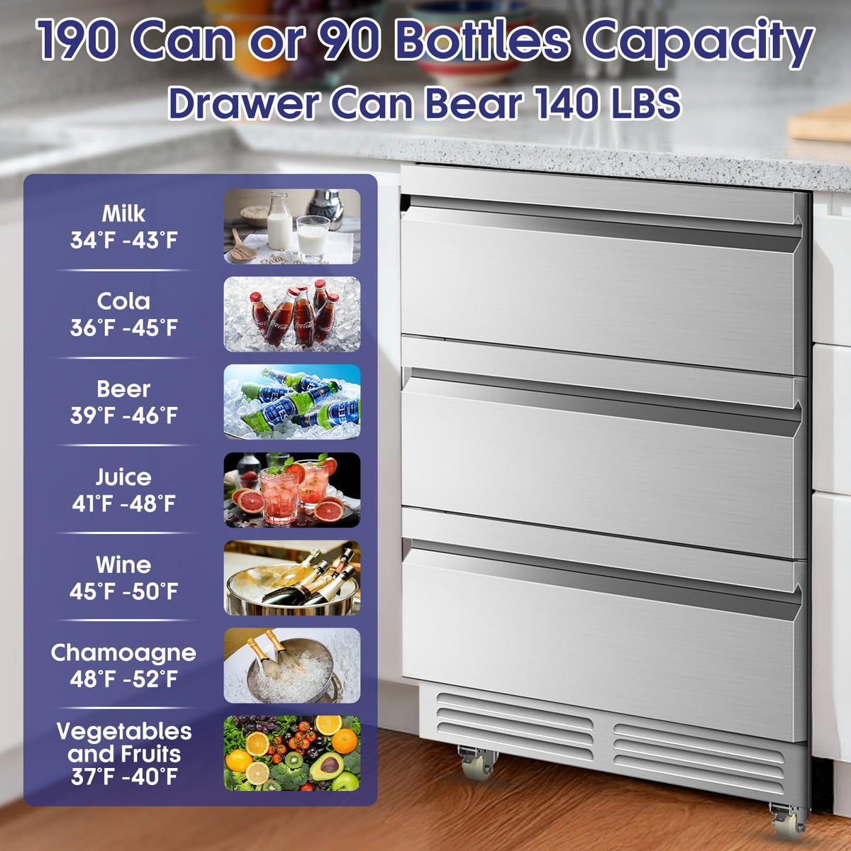 Tylza 24" Dual Zone Wine and Beverage Cooler Quiet Compressor