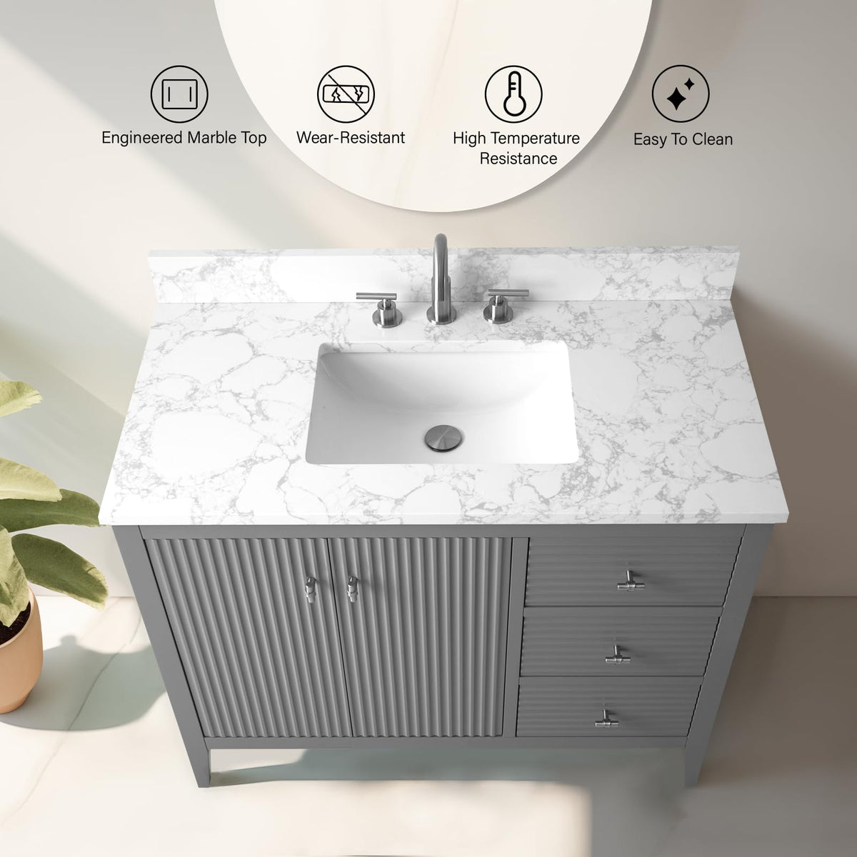 Vanity Art 84 inch Bathroom Vanity with Double Sink & Ceramic Top, Vanity Cabinet with Soft-Closing Door, Solid Wood Frame, Linear Pattern, Walnut, Golden Brushed Handware,Vintage Green