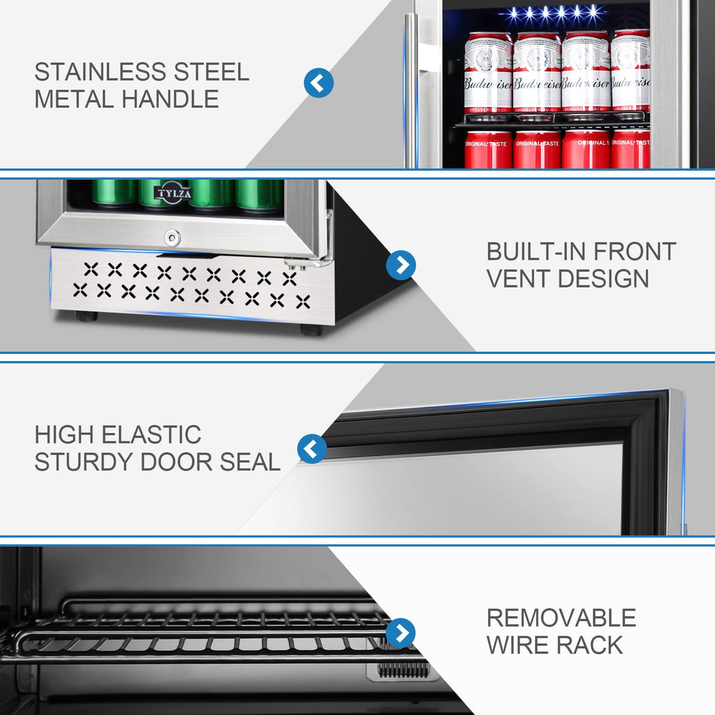 Tylza 24" Dual Zone Wine and Beverage Cooler Quiet Compressor
