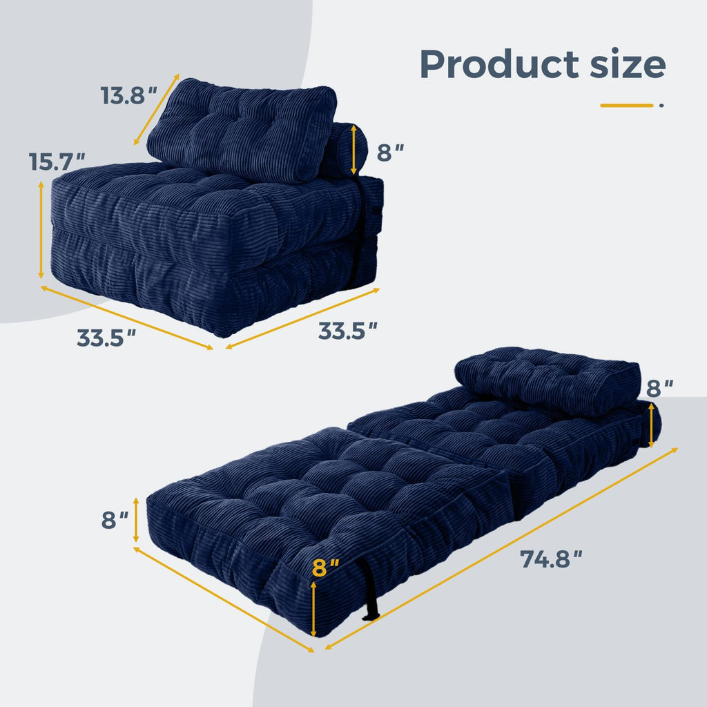 MAXYOYO Folding Sofa Bed, Convertible Chair Bed with Pillow