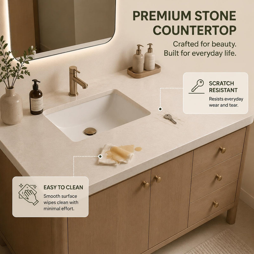 66 in Freestanding Single Sink Bathroom Vanity with Makeup Area