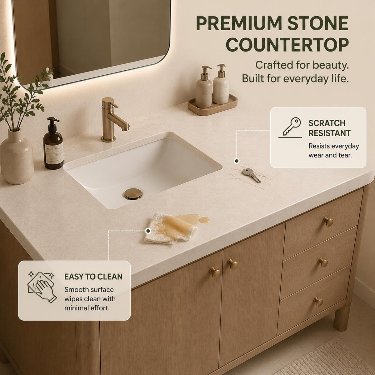 66 in Freestanding Single Sink Bathroom Vanity with Makeup Area