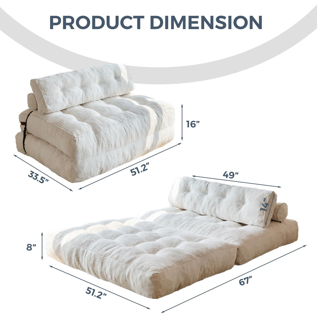MAXYOYO Folding Sofa Bed, Convertible Chair Bed with Pillow