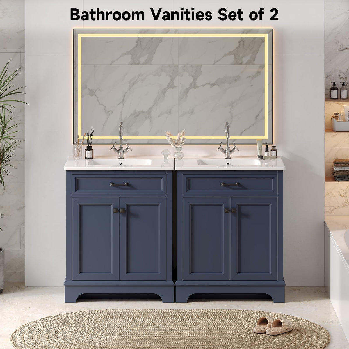 ONBRILL 28" Bathroom Vanity with Ceramic Sink, Soft Close Doors,White
