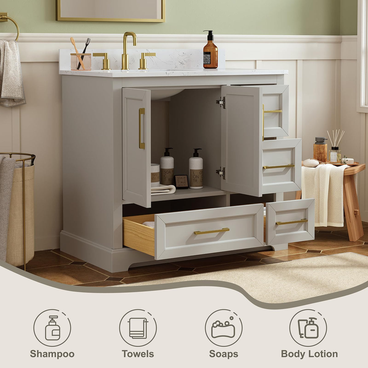 48 inch Bathroom Vanity with Sink, Green