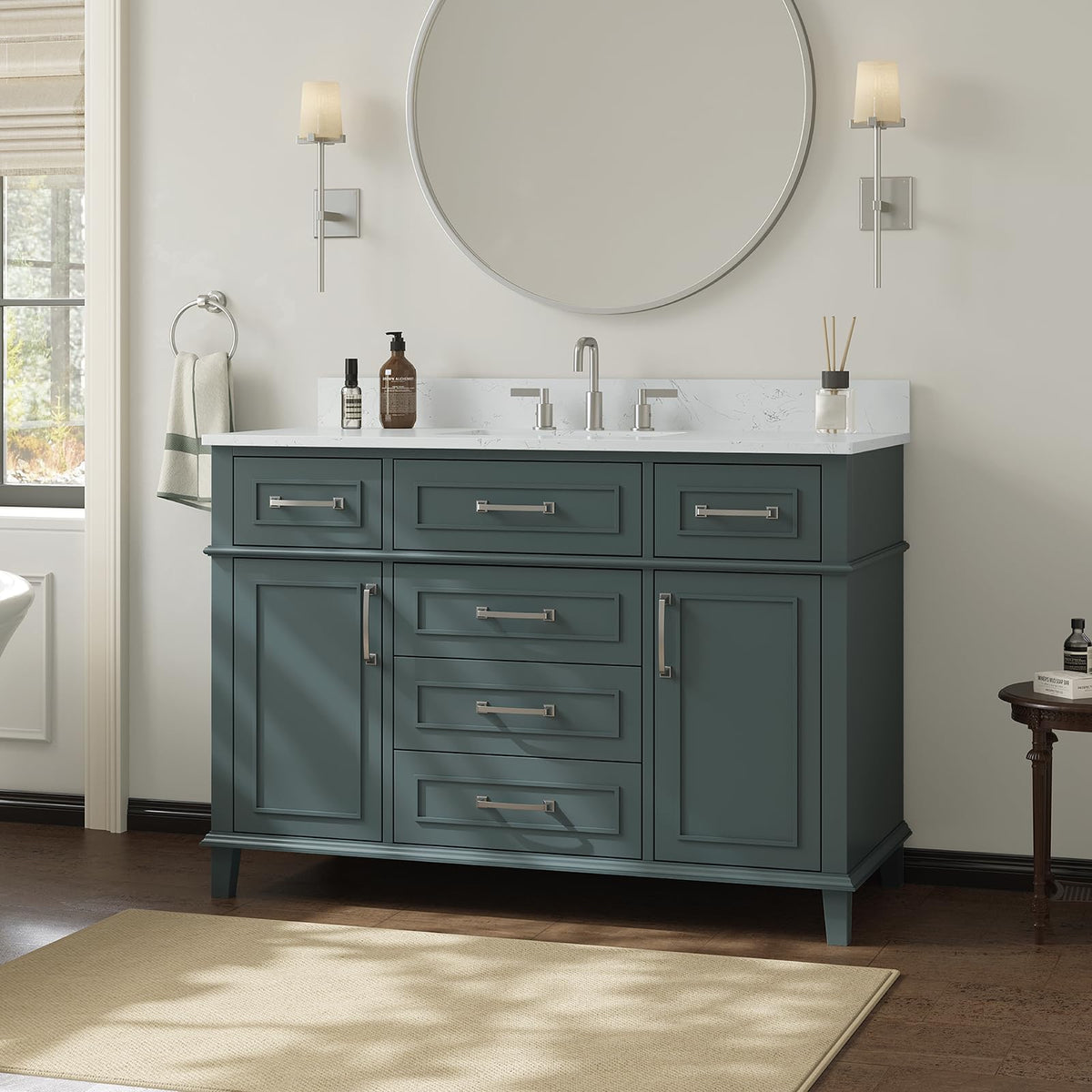60 Inch Bathroom Vanity with Sink, Fully Assembled, Green