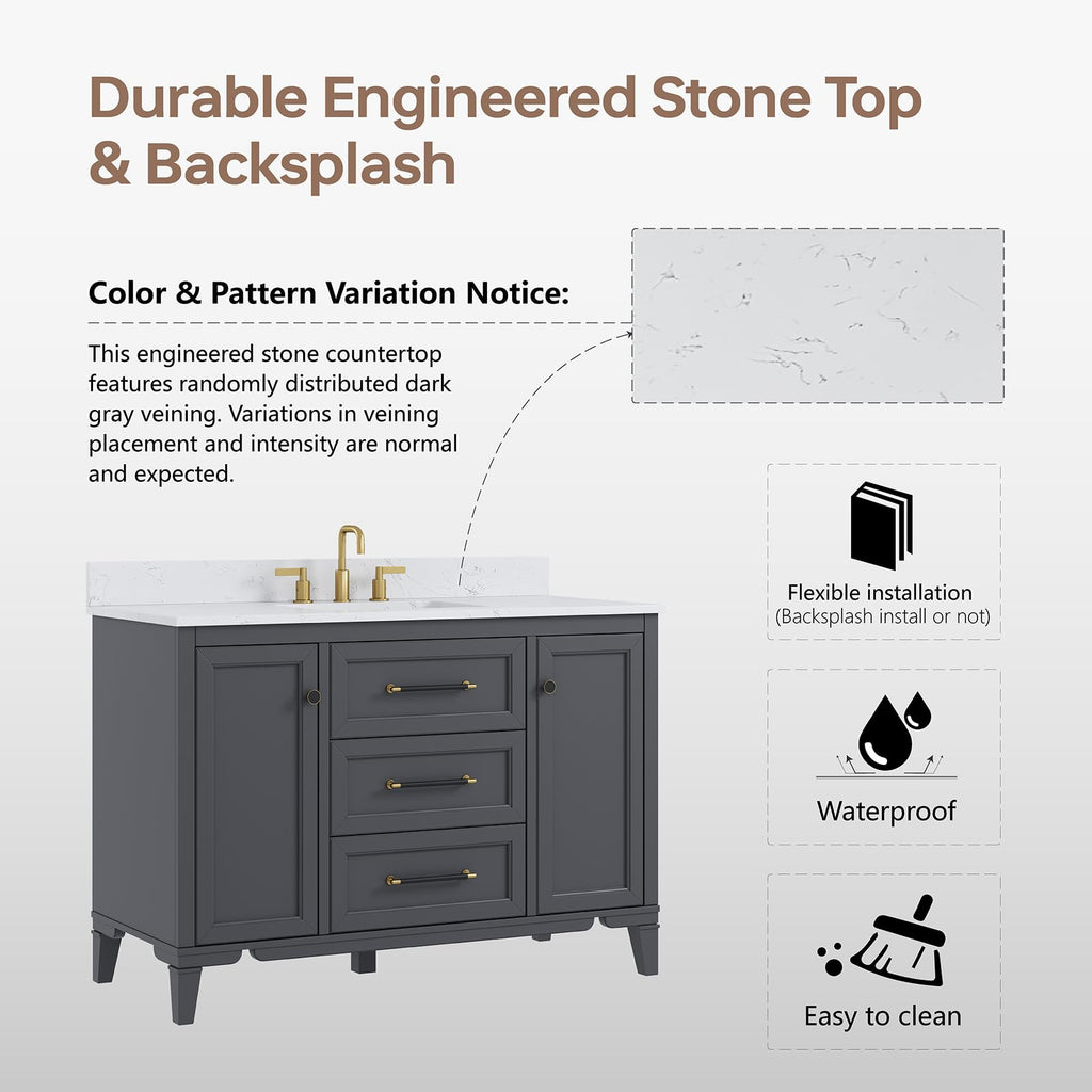 48 Inch Bathroom Vanity with Sink, Fully Assembled, Green
