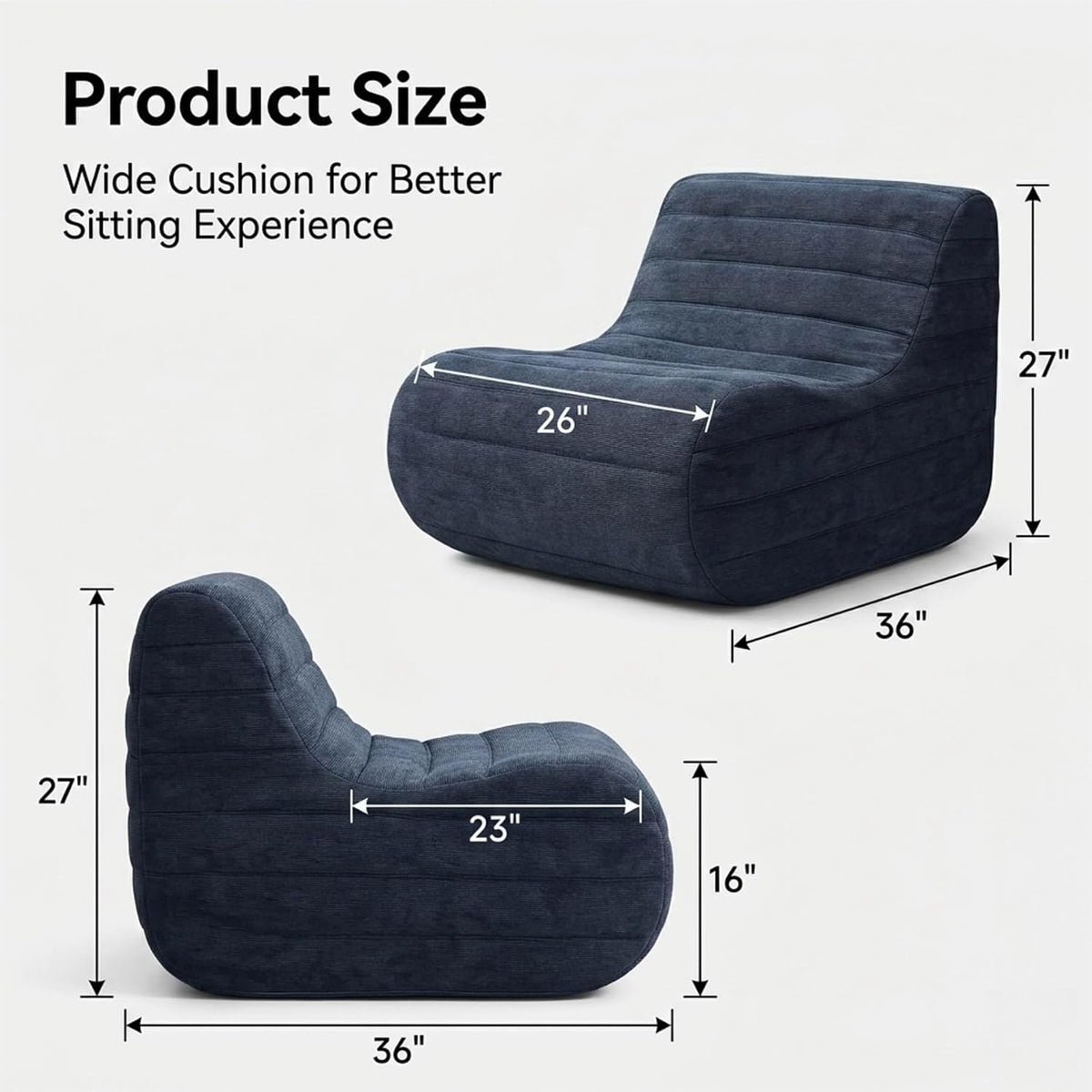 Memory Foam Bean Bag Chair, Gray