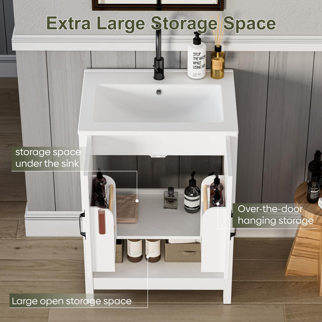 30" Bathroom Vanity with Sink, Modern Bathroom Cabinet, White