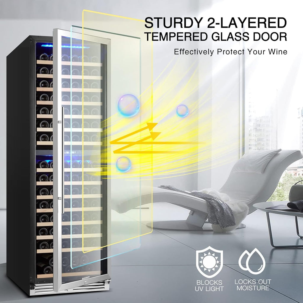 BODEGA 24" Dual Zone Wine fridge,174 Bottles Wine Cooler Refrigerator