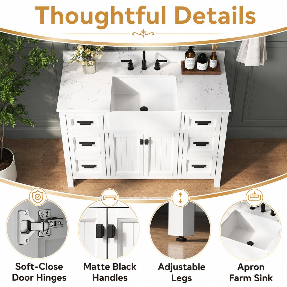 60 Inch Bathroom Vanity Double Sink, Steel Blue