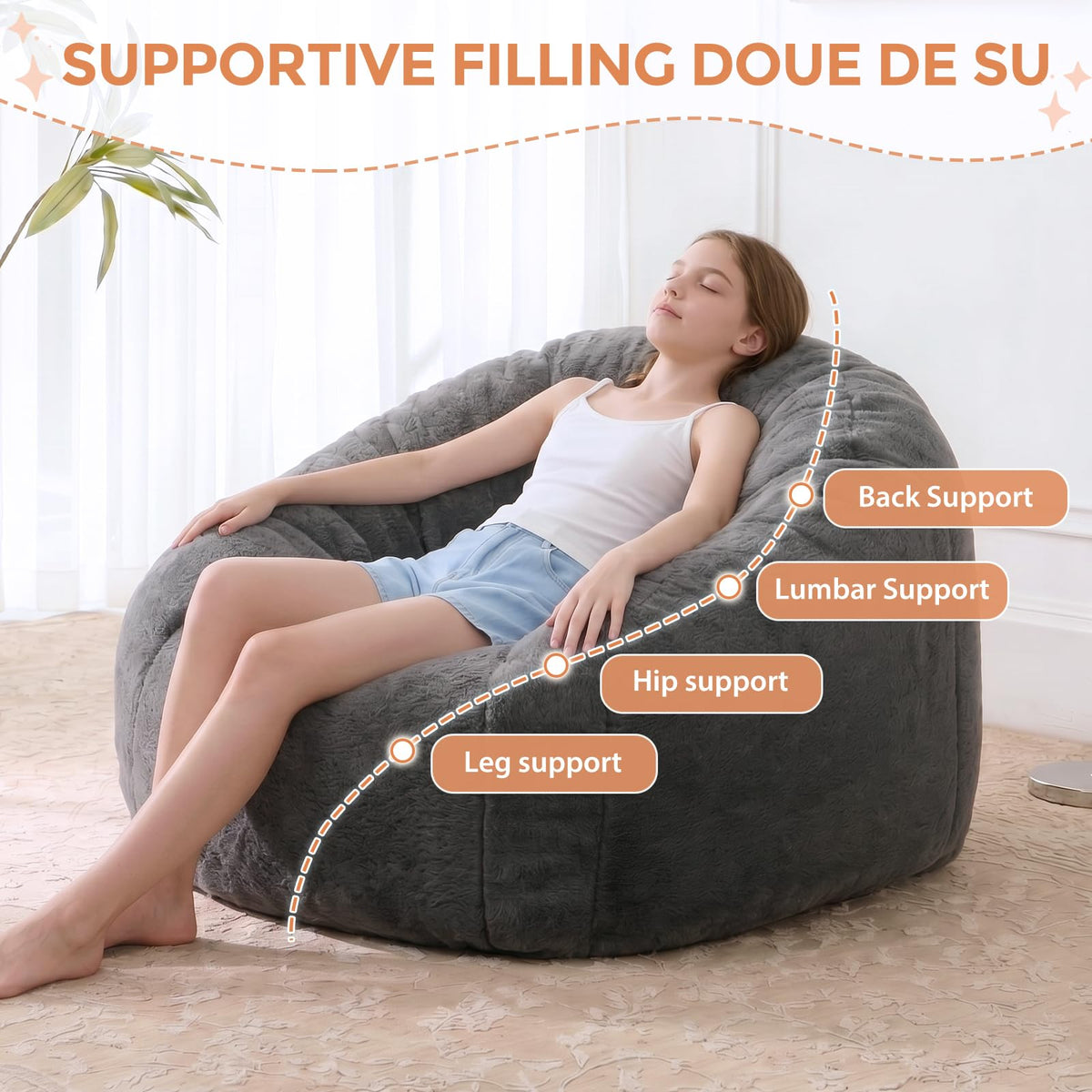 HUGHEAVEN Max Giant Bean Bag Chair, Bean Bag Sofa for Adults & Teens