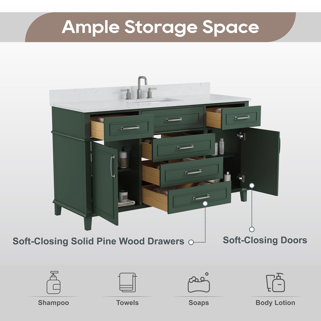 42 Inch Bathroom Vanity with Sink, Pre Assembled, White