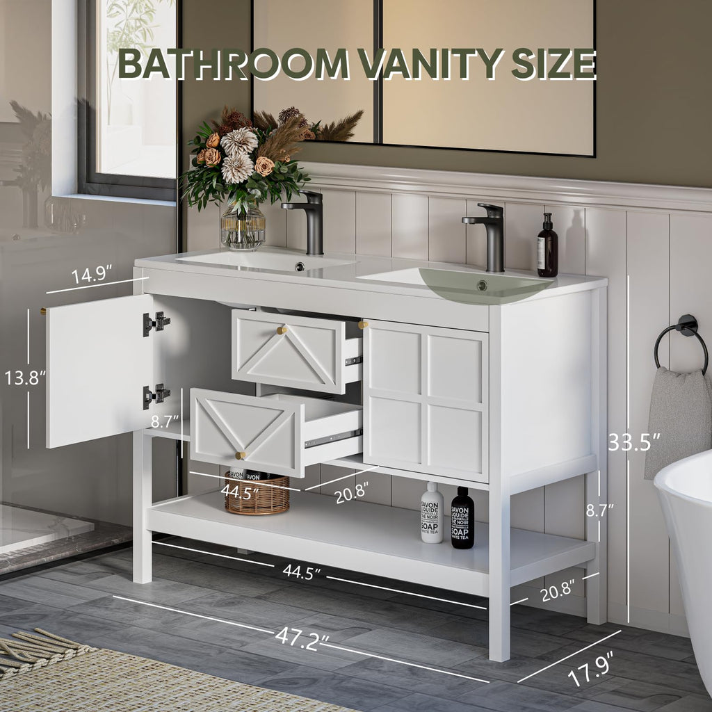 30" Bathroom Vanity with Sink, Modern Bathroom Cabinet, White
