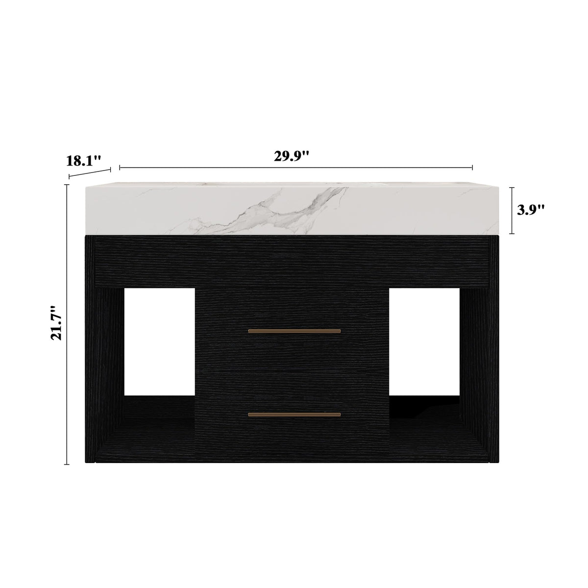Glintee 40" Floating Bathroom Vanity & Sintered Stone Top, Black
