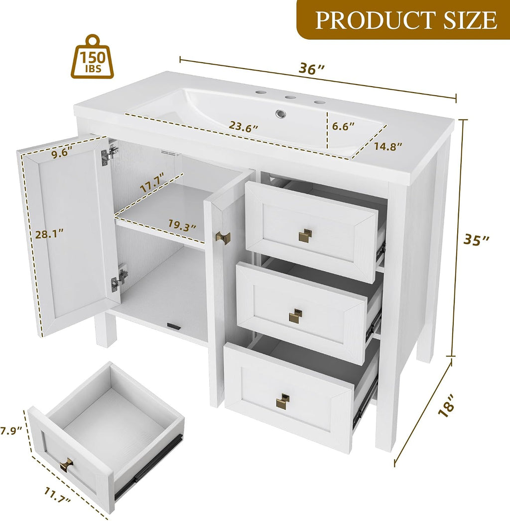 DWVO 36 Inch Bathroom Vanity with Sink