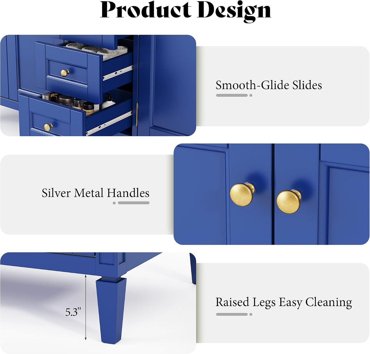 AMERLIFE 60â³ Bathroom Vanity with Sink Combo & 3 Storage Drawers