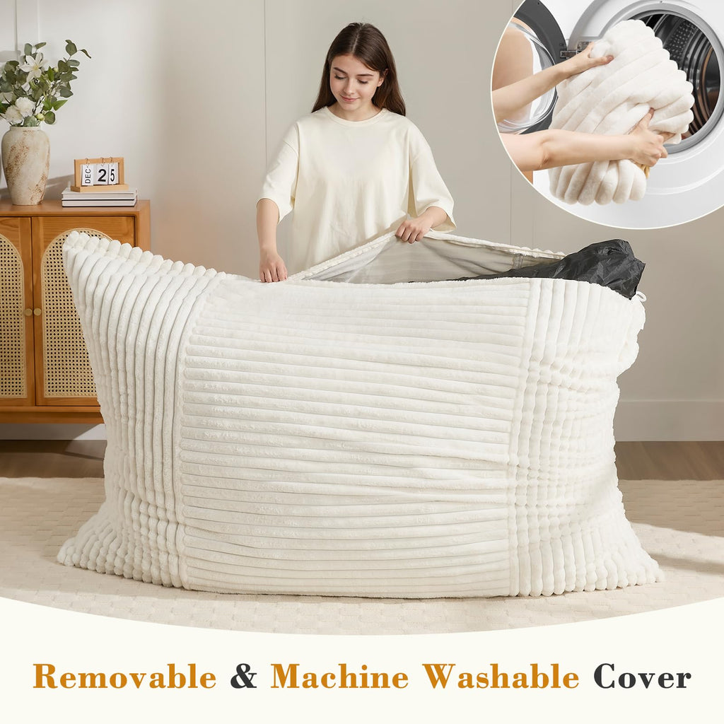 3-in-1 Giant Bean Bag Chair for Adults & Kids, Convertible Floor Sofa to Mattress, Memory Foam Beanbag Chair with Washable Cover, Multi Functional Lounge Couch for Bedroom, Living Room (Dark Grey)