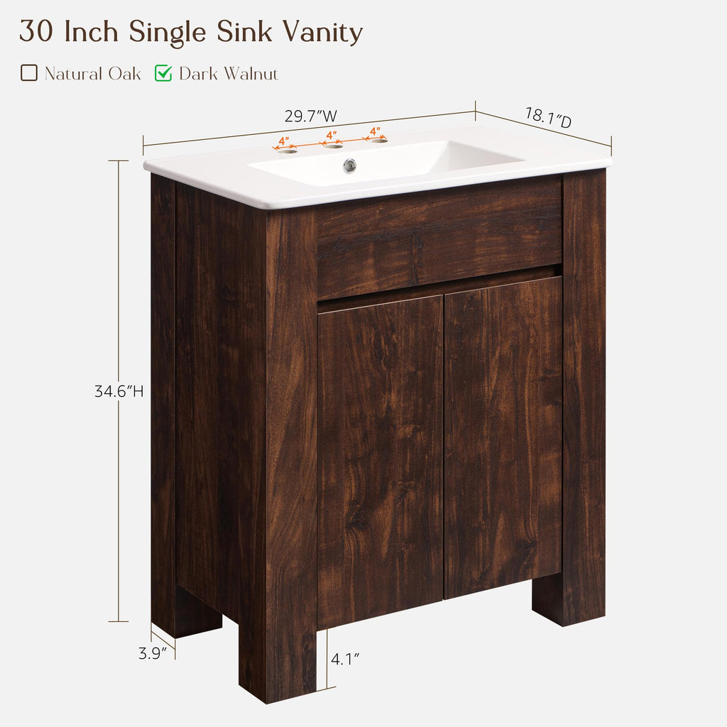 T4TREAM 47.6 Inch Modern Bathroom Vanity with Double Sink, Natural Oak