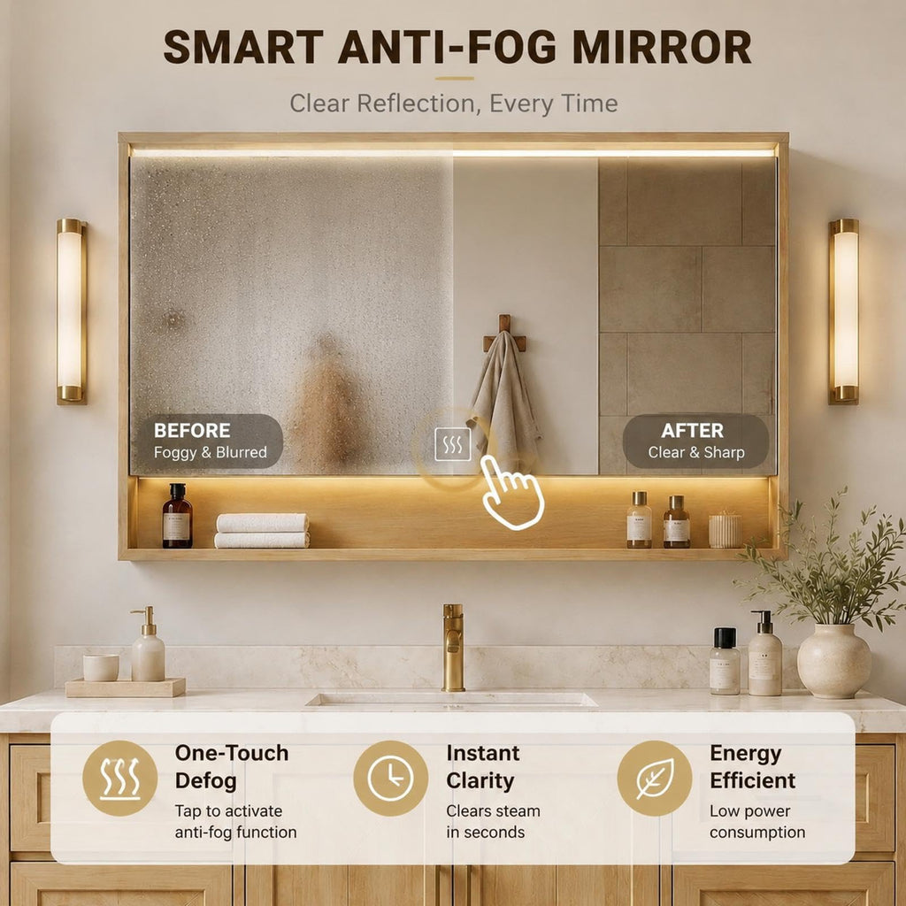 62 IN Freestanding Single Sink Bathroom Vanity with LED Storage Mirror