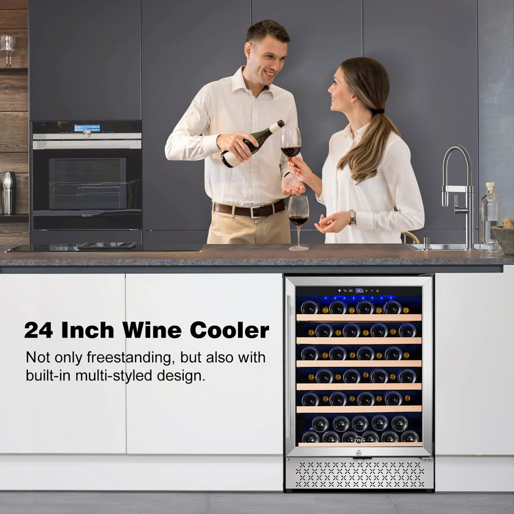 Tylza 24" Dual Zone Wine and Beverage Cooler Quiet Compressor