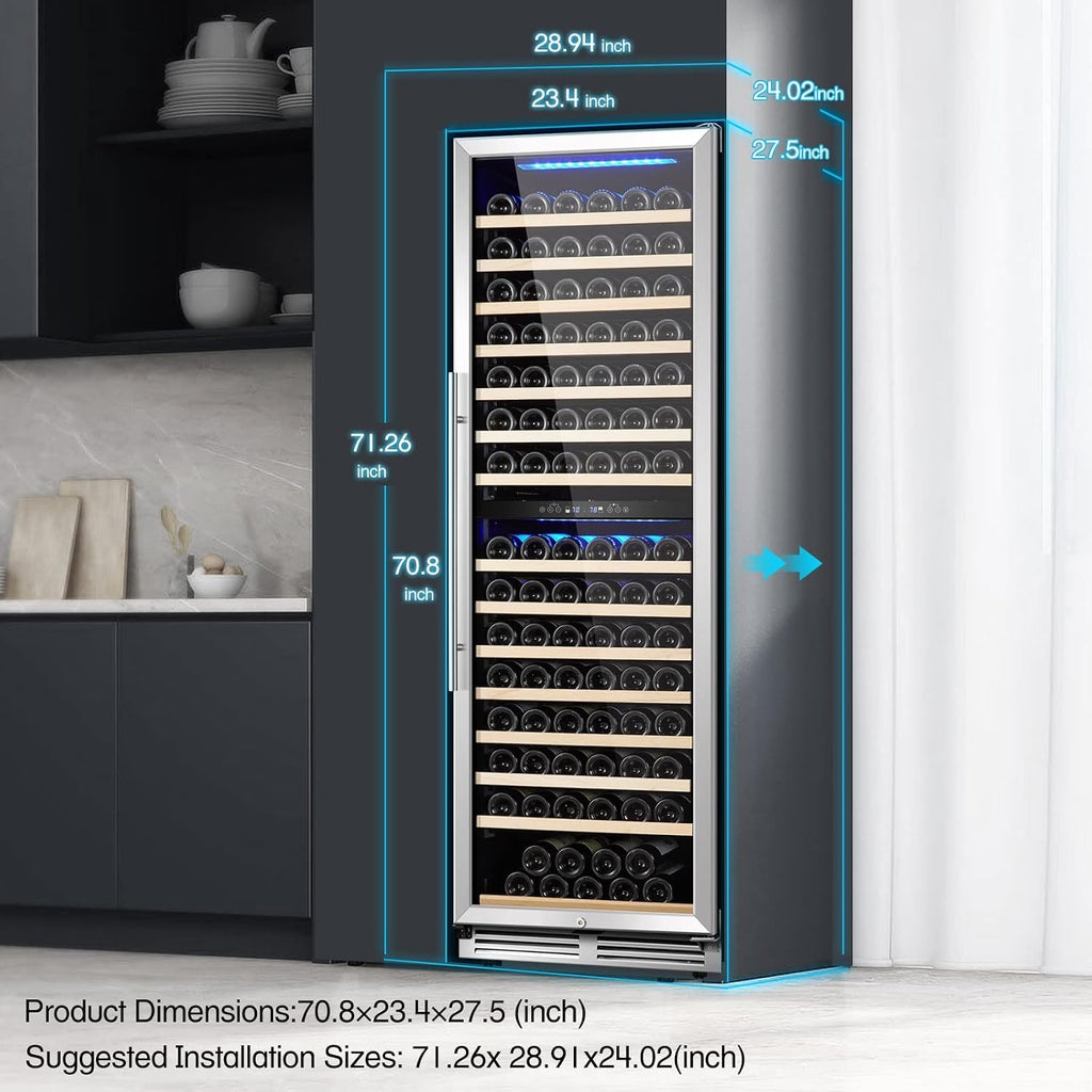 BODEGA 24" Dual Zone Wine fridge,174 Bottles Wine Cooler Refrigerator