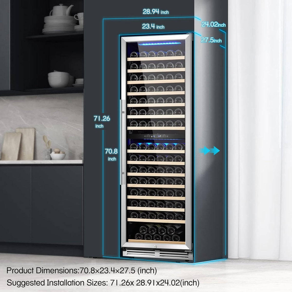 BODEGA 24" Dual Zone Wine fridge,174 Bottles Wine Cooler Refrigerator