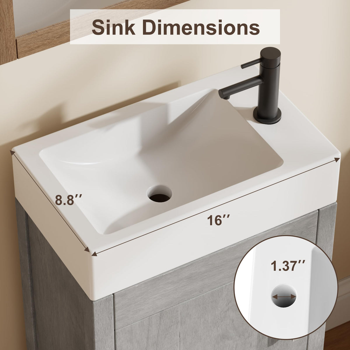 Garvee 24" Bathroom Vanity with Sink, Freestanding Bathroom Cabinet